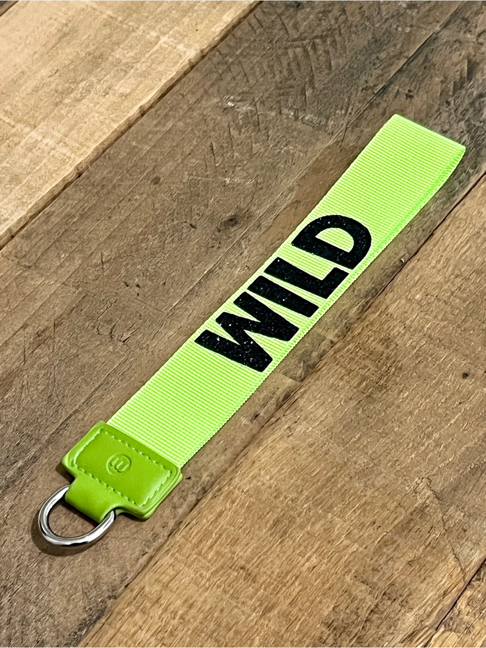 Wild Fable Target Neon Lime Green Black Glitter "WILD" 9” Key Strap Lanyard